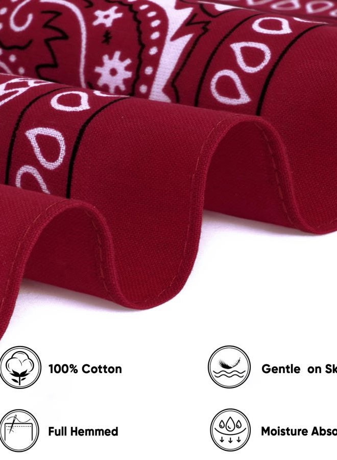 Bycc Bynn 3 Pack 100% Cotton Paisley Pattern Bandanas Square Scarf Headwear (Burgundy + Dark Green + Light Grey) - Image 3