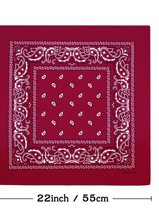 Bycc Bynn 3 Pack 100% Cotton Paisley Pattern Bandanas Square Scarf Headwear (Burgundy + Dark Green + Light Grey) - Image 2