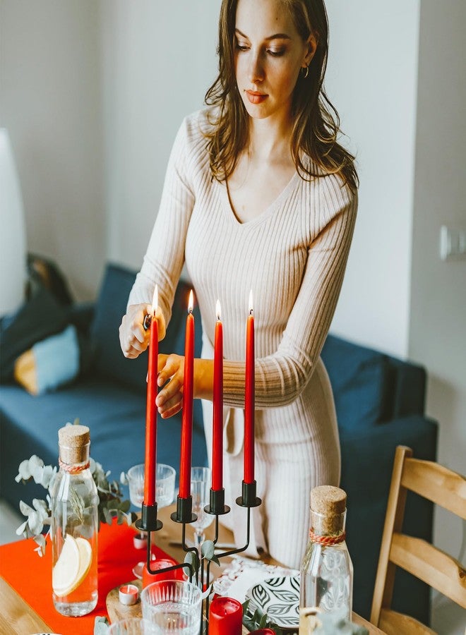 Jeximing مجموعة من 8 شموع حمراء مخروطية الشكل، مقاس 10 بوصات، مثالية للعشاء - شموع مخروطية الشكل خالية من الدخان والرائحة، تحترق لفترة طويلة - Image 2