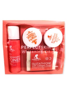 Perfect Skin Whitening Kit Maintenance, Tailored for Promoting Radiance, Hydrates, Balances, and Prevents Future Damage. Set Includes, Collagen Soap, Night Cream, Sunblock Cream SPF 35, and 60ml Toner. 