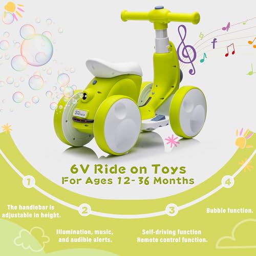 JoyRydz 6V Electric Baby Balance Bike with Bubble Machine4 in 1 Toddler Balance Bike wRemote Control for 1 Year Old Boys Girls Kids Bubble Bike Ride on Toys wPowered MotorMusicLED Lights Cyan - Image 5