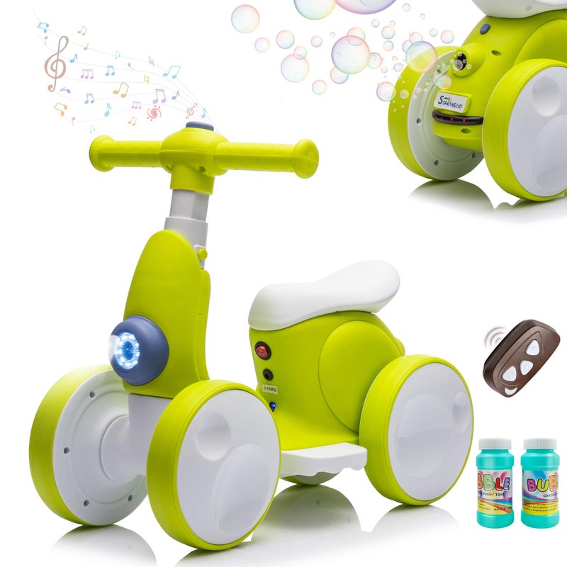 JoyRydz 6V Electric Baby Balance Bike with Bubble Machine4 in 1 Toddler Balance Bike wRemote Control for 1 Year Old Boys Girls Kids Bubble Bike Ride on Toys wPowered MotorMusicLED Lights Cyan - Image 2