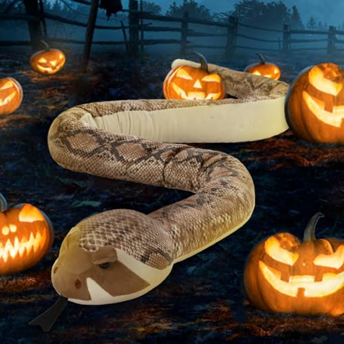 MaoGoLan 97 inch Giant Rattlesnake Plush Long Stuffed Snake Toy Realistic Python Stuffy for Kids Prank Props Christmas Birthday Easter Valentines Day Brown - Image 5