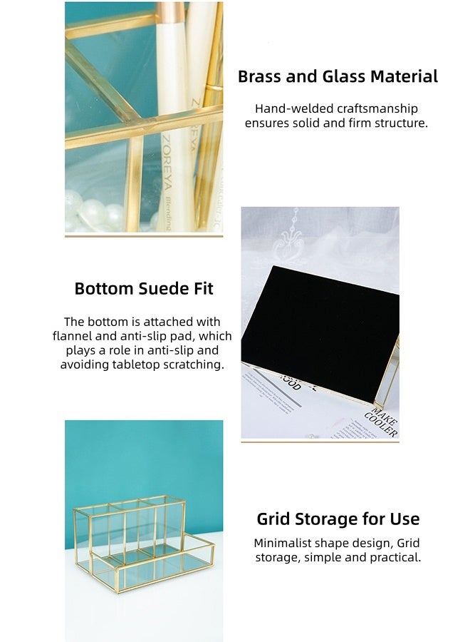 مربع تخزين مقصورة متعددة المستويات ، أسطوانة تخزين القلم المكياج ، فن الأظافر ، قلم رصاص الحاجب وأسطوانة تخزين فرشاة ملونة زجاجية شفافة سلة تخزين كبيرة السعة لمنتجات العناية بالبشرة - Image 5