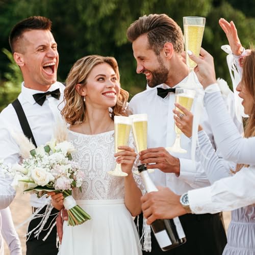 SUREHOME Champagne Flutes Plastic 40 Pcs Gold Glitter Champagne Glasses Disposable Mimosa Glasses Sparkle Clear Acrylic Wedding Toasting Cocktail Cups Bulk for Bridal Shower Birthday Party Supplies - Image 2