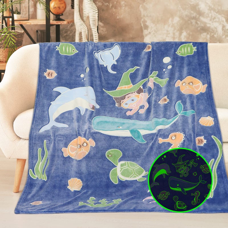 Gitrat Fleece Blanket Throw Blue Toddler Boy Blankets Soft Plush Throw Blankets for Kids 50x60