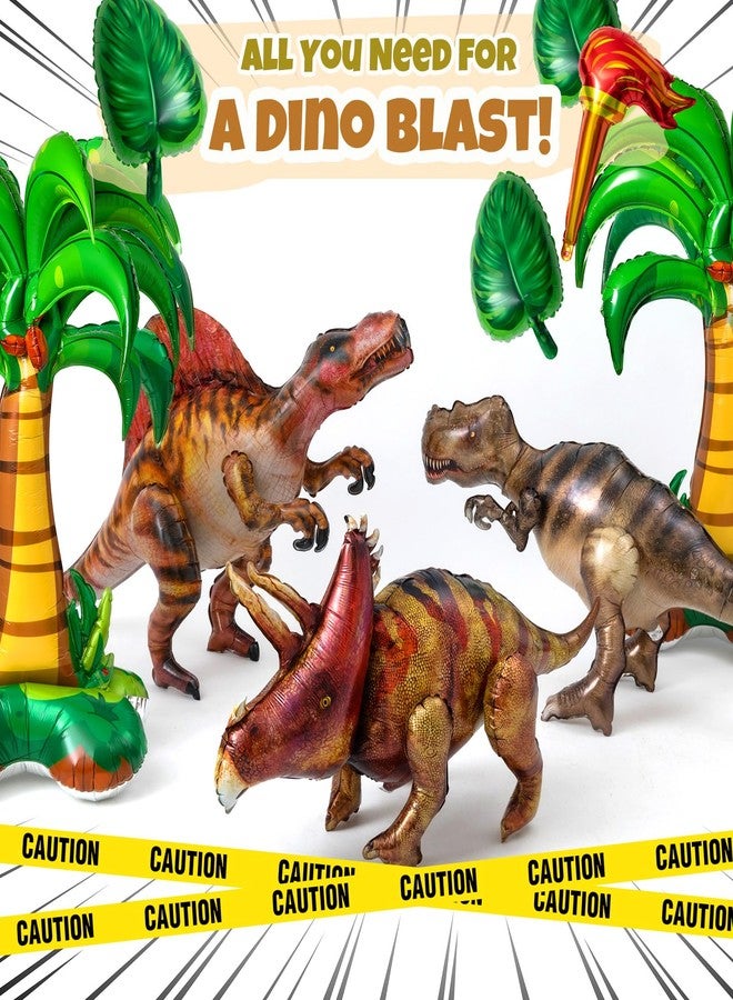 Skylety 16 Pcs Dinosaur Theme Decorations Included 3 Style 50'' x 30'' Inflatable Dinosaur Balloon 2 Pcs Palm Tree Leafs Torch Balloon for Birthday Gift Halloween Christmas Party Supplies - Image 3