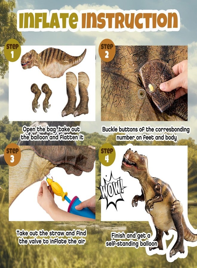 Skylety 16 Pcs Dinosaur Theme Decorations Included 3 Style 50'' x 30'' Inflatable Dinosaur Balloon 2 Pcs Palm Tree Leafs Torch Balloon for Birthday Gift Halloween Christmas Party Supplies - Image 5