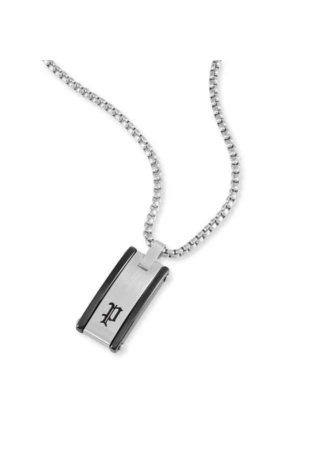 بوليس Ceramica I Silver P Logo Tag Necklace for Men