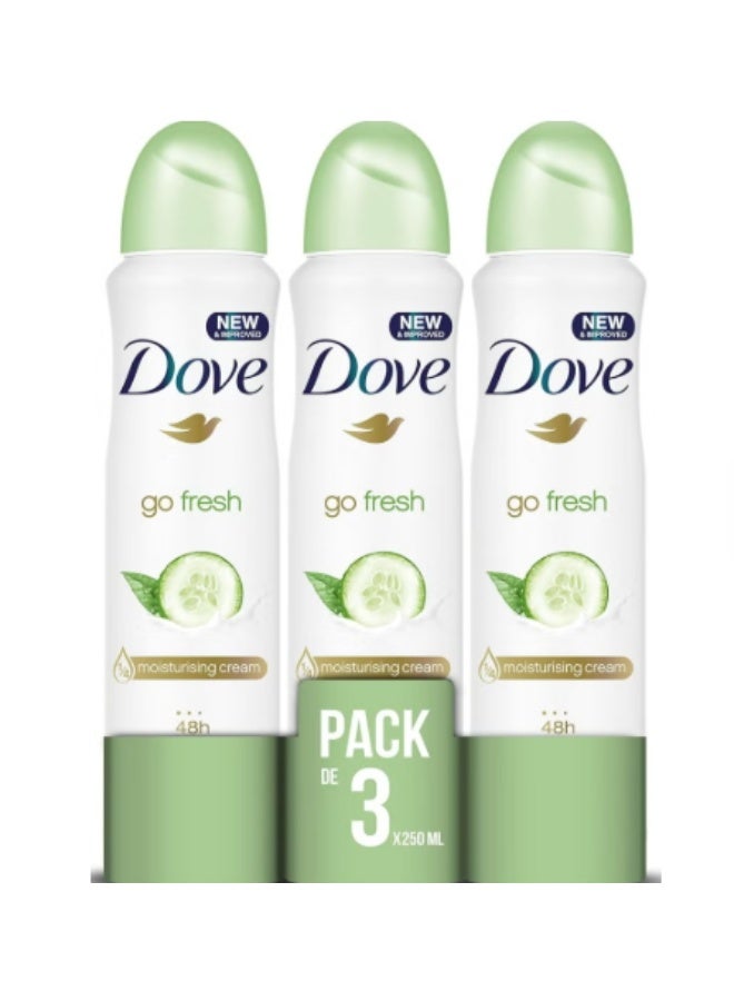 Dove Go Fresh, Deodorant Spray Cucumber and Green Tea 3 x 250ml