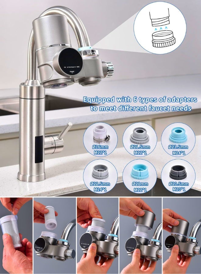 تشيس اب فلتر مياه الصنبور مع شاشة LED، جهاز تنقية مياه الصنبور يقلل من الرصاص والكلور والمعادن الثقيلة، يناسب صنابير الحوض القياسية (يتضمن فلترًا واحدًا) - Image 2