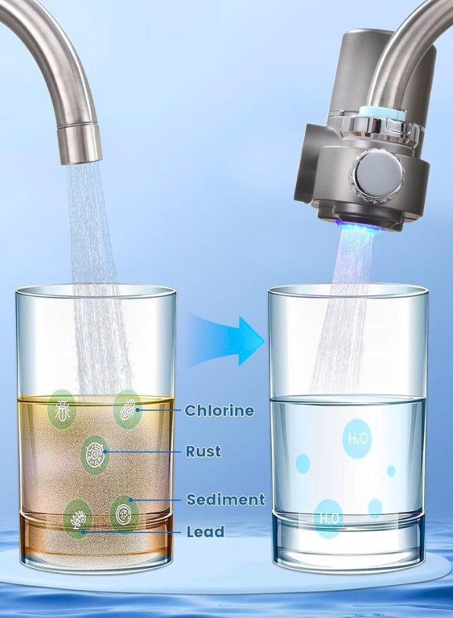 تشيس اب فلتر مياه الصنبور مع شاشة LED، جهاز تنقية مياه الصنبور يقلل من الرصاص والكلور والمعادن الثقيلة، يناسب صنابير الحوض القياسية (يتضمن فلترًا واحدًا) - Image 3