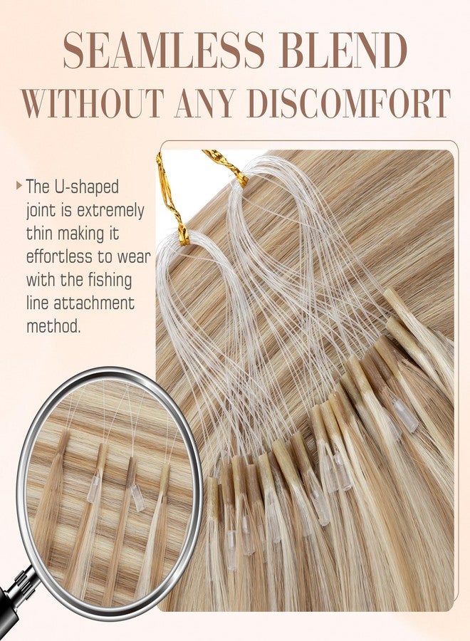 S-noilite Micro Link U Tip Hair Extensions Human Hair Golden Brown Highlight Bleach Blonde K Tips Hair Extensions Human Hair Keratin U Tip Hair Extensions Straight 18 Inch 50 Strands 50g - Image 5