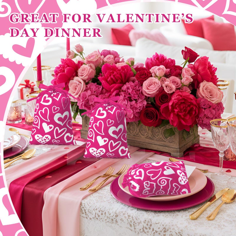 Aliceset 50 Pcs Valentine's Day Heart Gift Bags with Drawstring 5 x 7 Inch Lover Drawstring Satin Bags Jewelry Pouches for Wedding Baby Shower Party Favors DIY Craft - Image 4