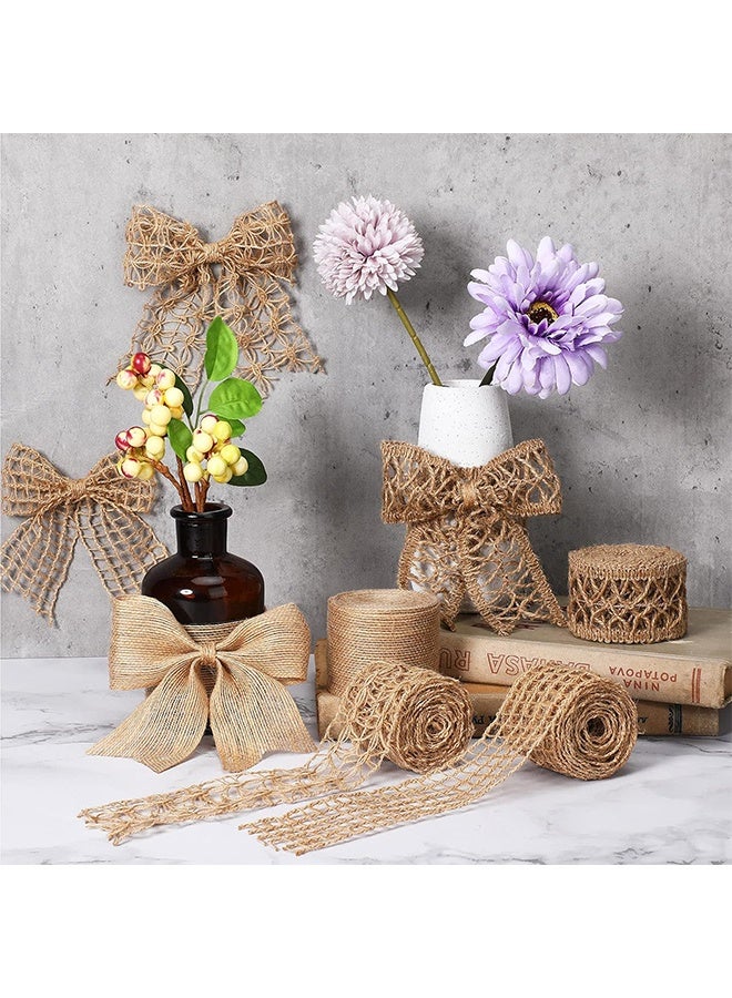 Lemon 4 Rolls Burlap Ribbon Natural Jute Burlap Lace,  Wrapping Ribbon for Crafts, Big Bows,  Wreaths, Outdoor Decoration, Gift Wrapping, Party DIY Home Decor - Image 2