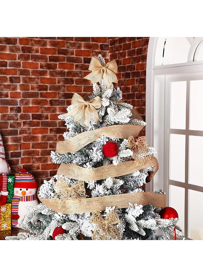 Lemon 4 Rolls Burlap Ribbon Natural Jute Burlap Lace,  Wrapping Ribbon for Crafts, Big Bows,  Wreaths, Outdoor Decoration, Gift Wrapping, Party DIY Home Decor - Image 5