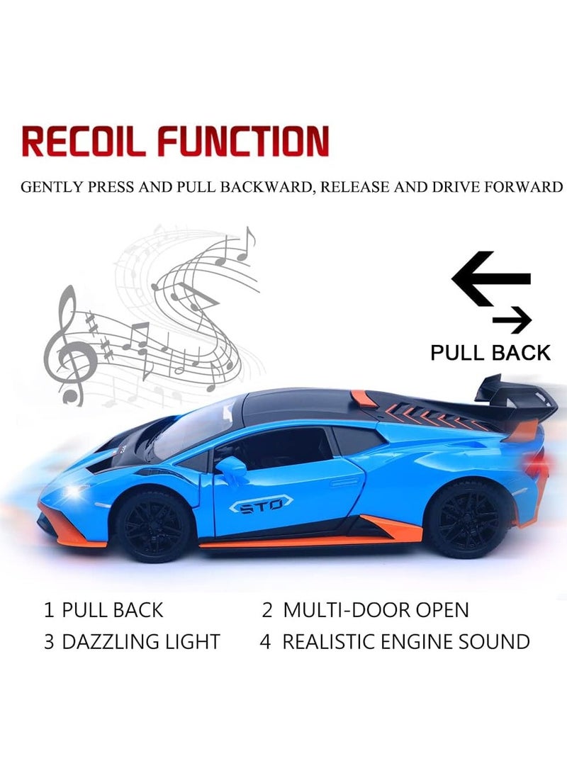 general 1:24 alloy model for Lamborghini Huracan STO 2021 toy car, pull back car model car toy for 3 to 12 years old children gift adult collection car model with lights and sounds - Image 5