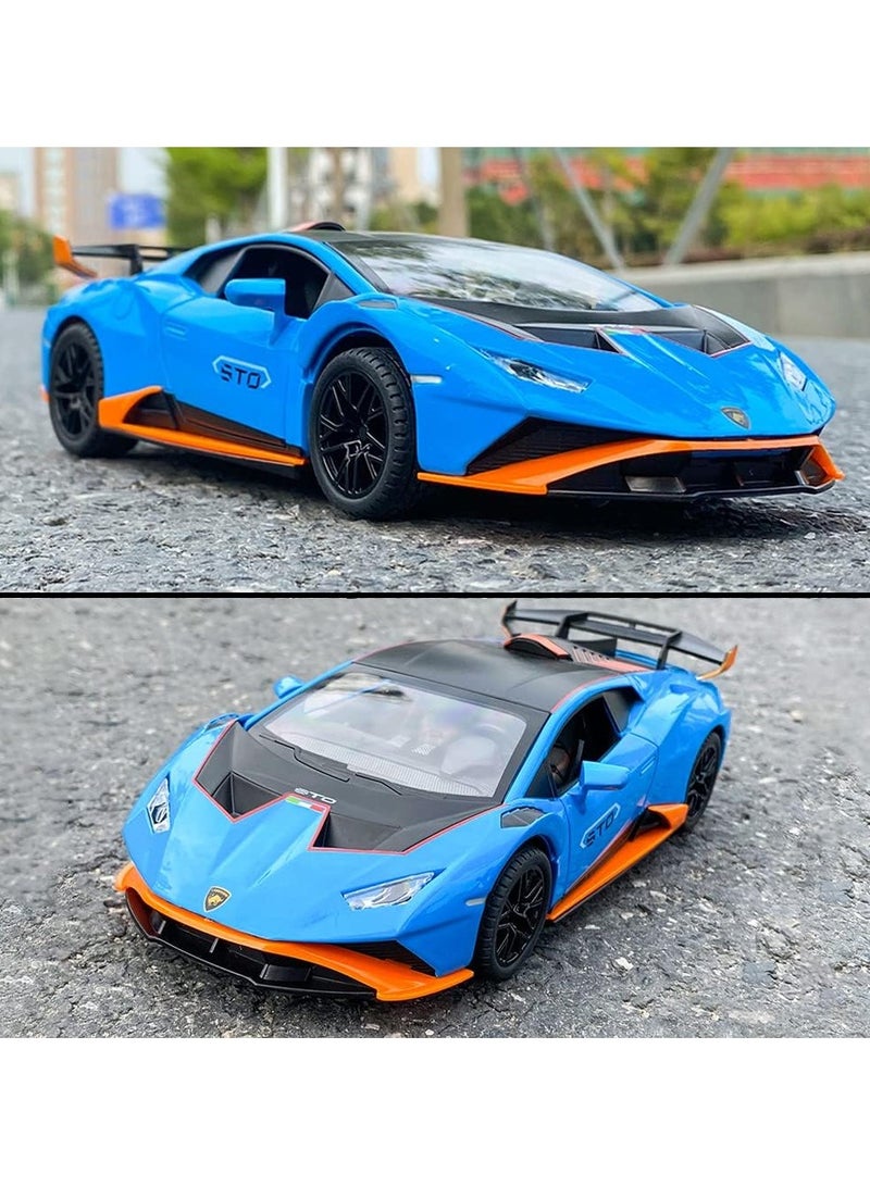 general 1:24 alloy model for Lamborghini Huracan STO 2021 toy car, pull back car model car toy for 3 to 12 years old children gift adult collection car model with lights and sounds - Image 2