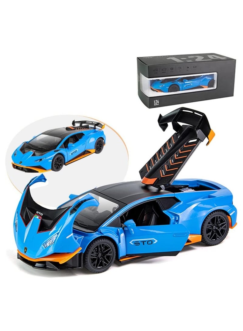 general 1:24 alloy model for Lamborghini Huracan STO 2021 toy car, pull back car model car toy for 3 to 12 years old children gift adult collection car model with lights and sounds - Image 1