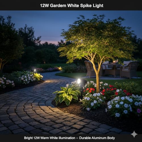 Nortek Shanaya 12W Warm White LED Garden Spike Light for Garden | Waterproof Outdoor Light | Aluminium Body (Pack of 1) - Image 3