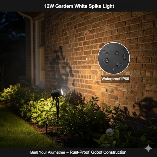 Nortek Shanaya 12W Warm White LED Garden Spike Light for Garden | Waterproof Outdoor Light | Aluminium Body (Pack of 1) - Image 4