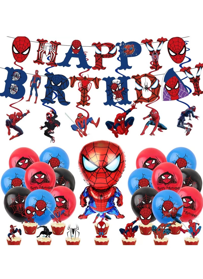 xppier 50 Pieces Spiderman Theme Birthday Decorations for Children's Birthday Supplies  - Image 1