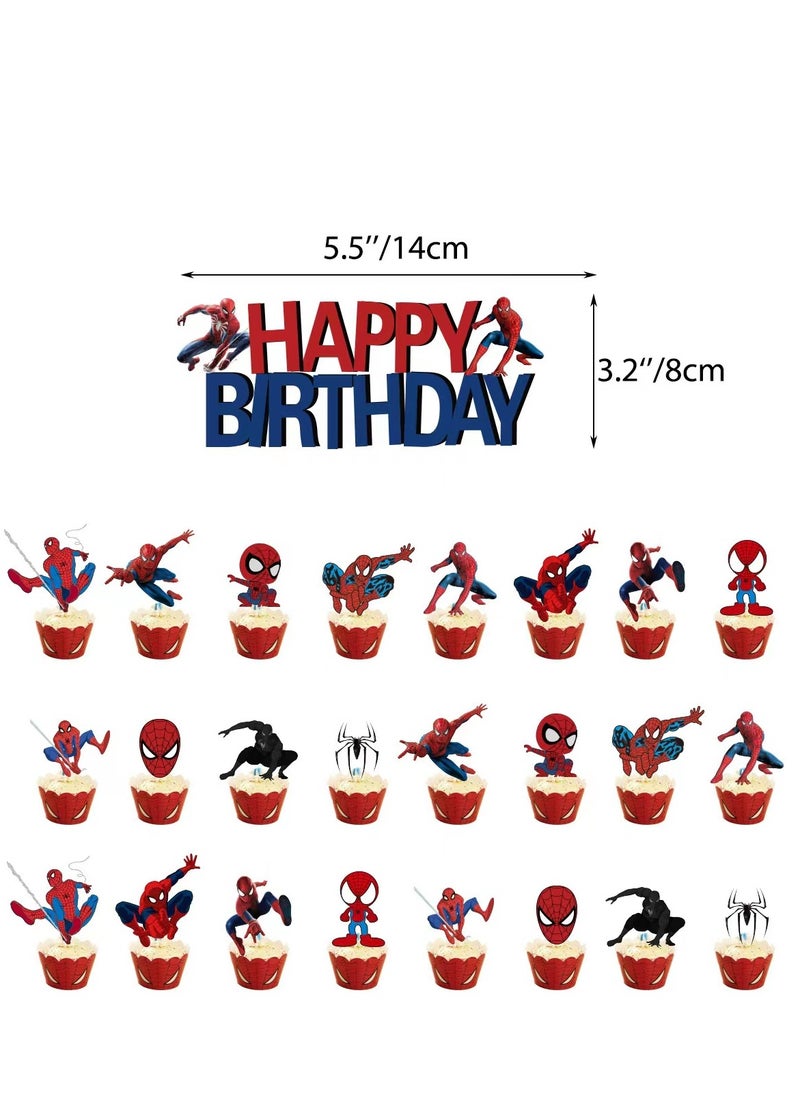 xppier 50 Pieces Spiderman Theme Birthday Decorations for Children's Birthday Supplies  - Image 3