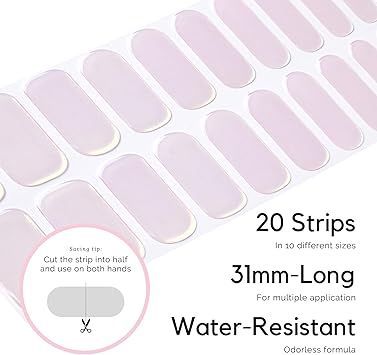 NAILOG Semi Cured Gel Nail Strips 20 Extra Long Stickers Glossy Long Lasting Soft Gel Finish Wrap Pink Moonlight - Image 4