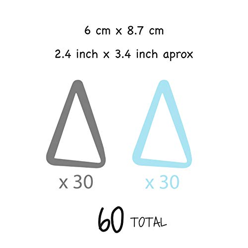 The Boho Design Hand Drawn Transparent Triangle Wall Decals Peel and Stick for Kids, Baby Bedroom Nursery and Living Room. 60 pcs Vinyl Wall Stickers Decor (Grey&Blue) - Image 2