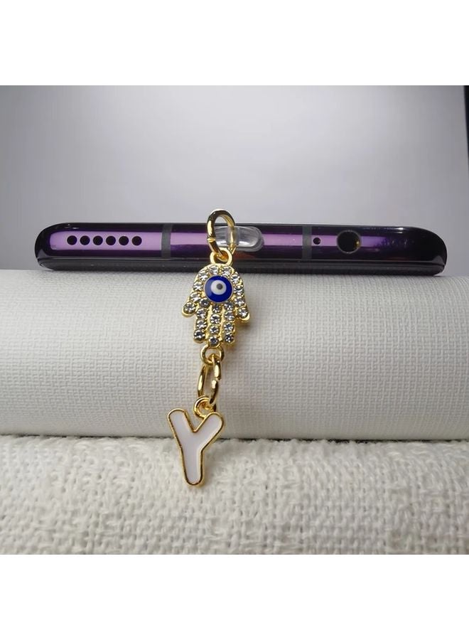 Devil Eye Flower Letter Charm Phone Dust Plug For iPhone 5 14 Interface - Image 1