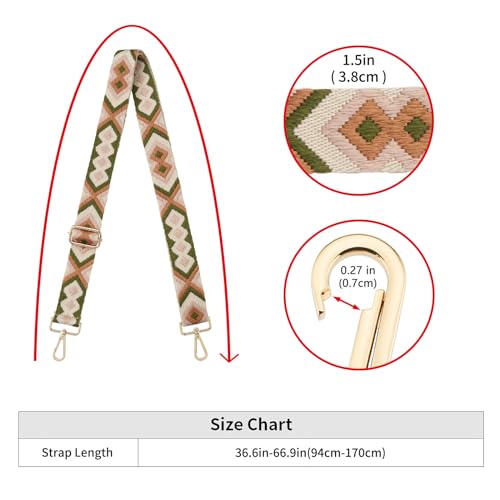 ZOOEASS Wide Shoulder Strap Adjustable Replacement Belt Guitar Style Crossbody Bag Handbag Strap Multicolor Canvas Straps(Wide:1.5in)(Color11) - Image 4