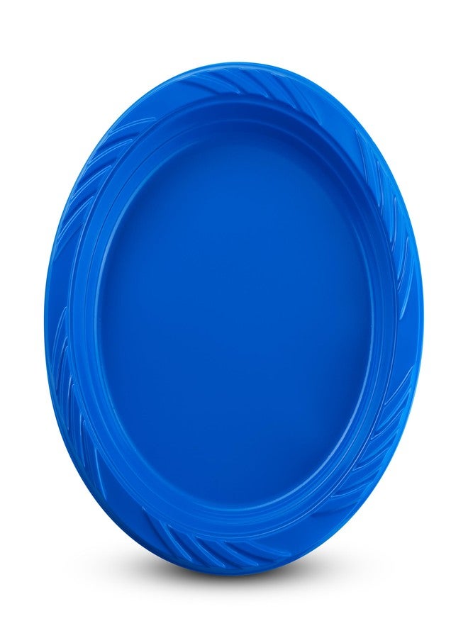 Munfix 6 Inch Blue Plastic Plates 100 Bulk Pack - Disposable Cake Plates for Dessert & Appetizers, BBQ, Party, Travel and Events, Microwavable Recyclable - Image 2