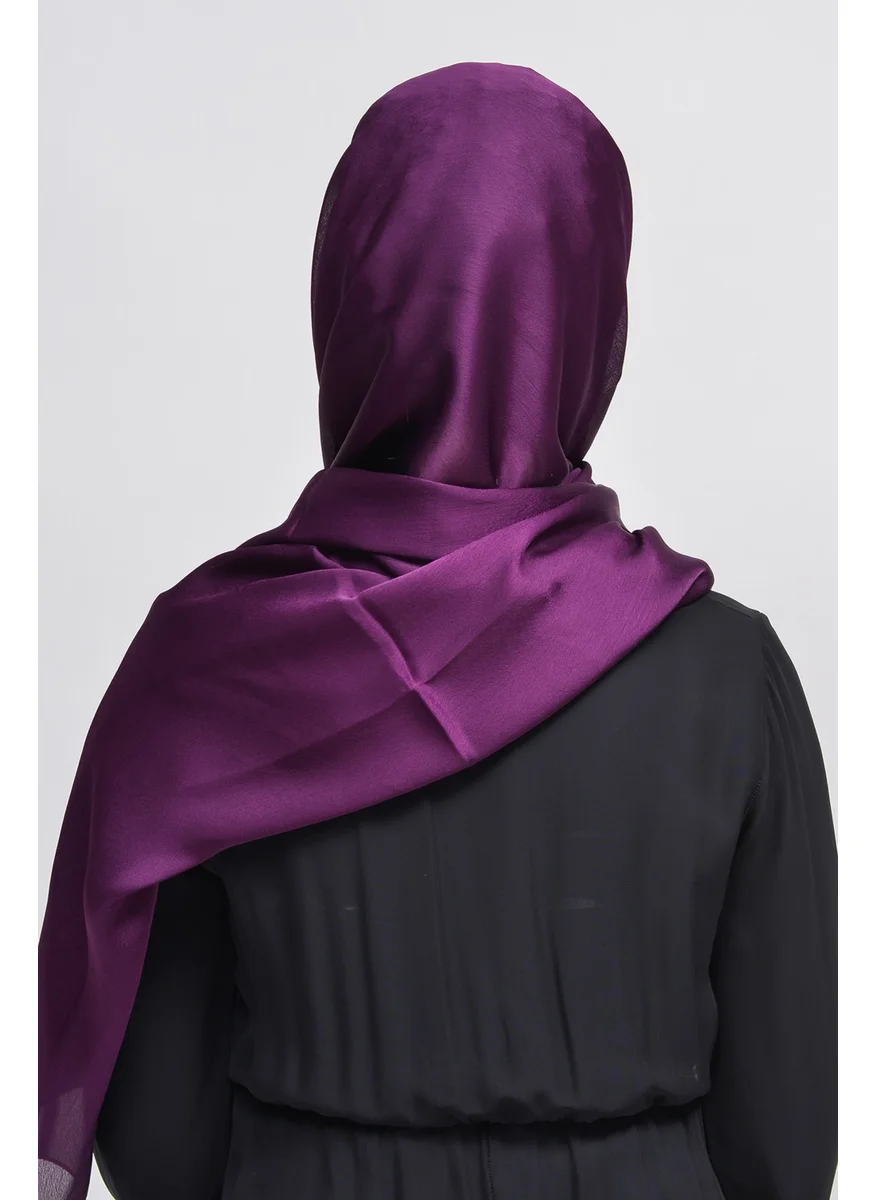 Altobeh Janjan Shiny Satin Textured Hijab Evening Dress Chiffon Shawl-Dark Indigo