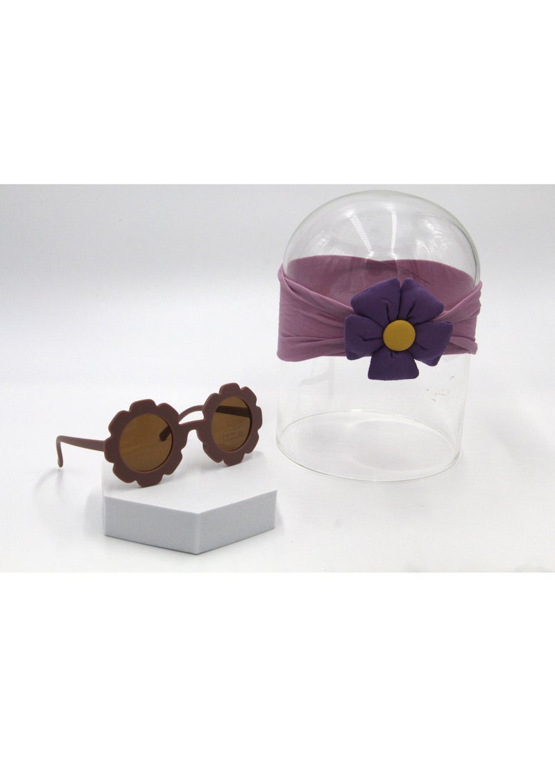 D'Daniela Amirah Glasses and Flower Headband Set For Babies and Girls - Purple - Image 1
