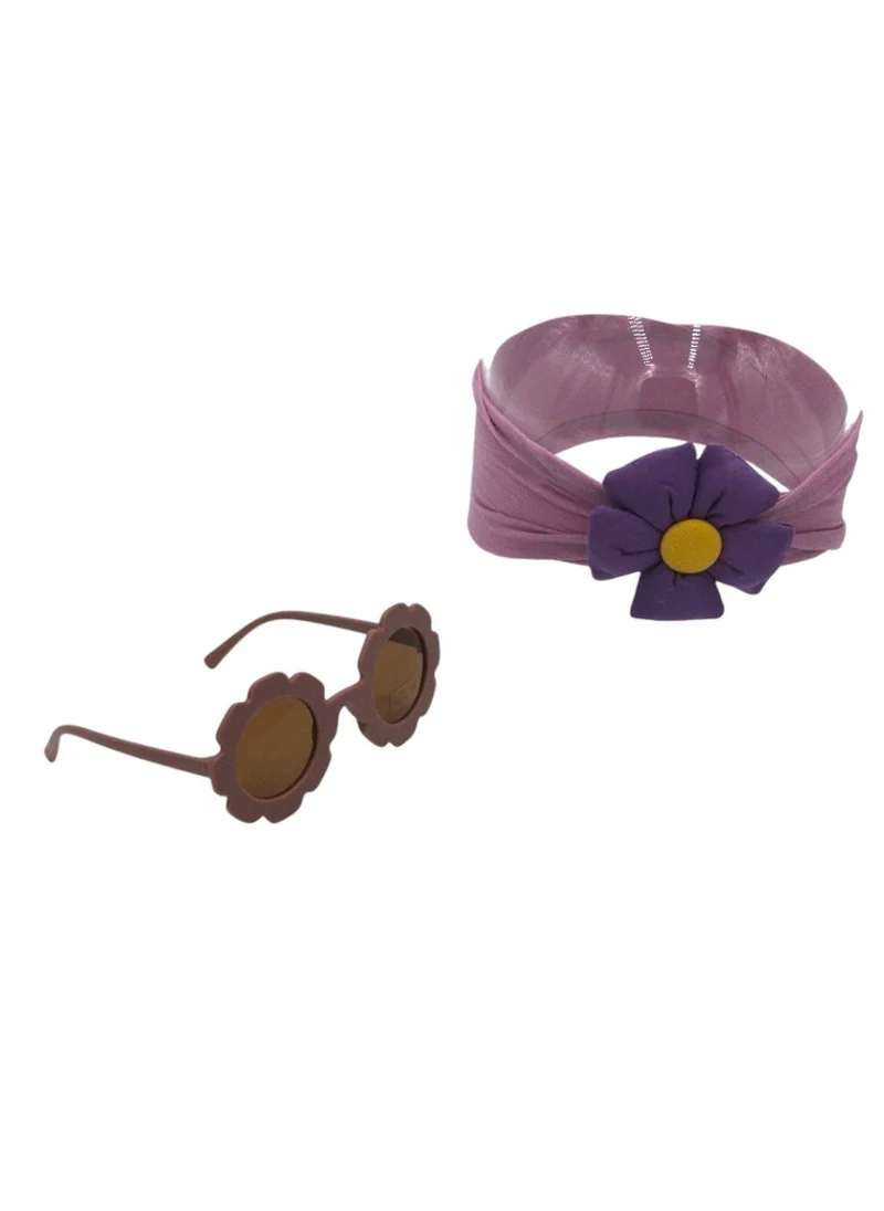 دىدانيالا Amirah Glasses and Flower Headband Set For Babies and Girls - Purple