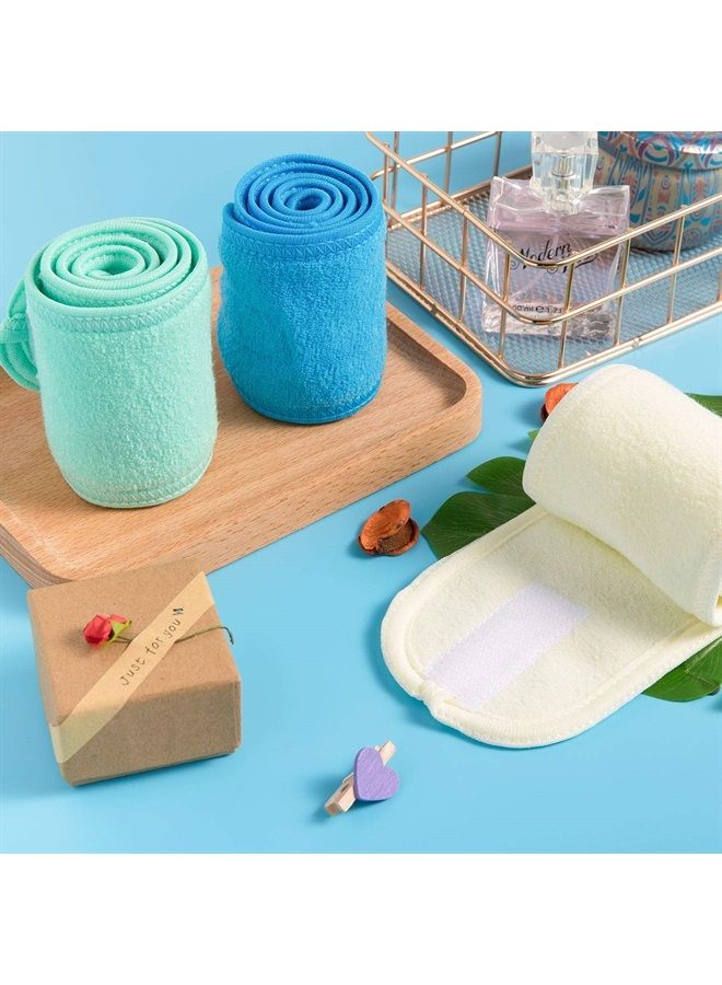 Whaline Spa Facial Headband Make Up Wrap Head Terry Cloth Headband Adjustable Towel for Face Washing, Shower, 3 Pieces (Blue, Green, Yellow) - Image 1