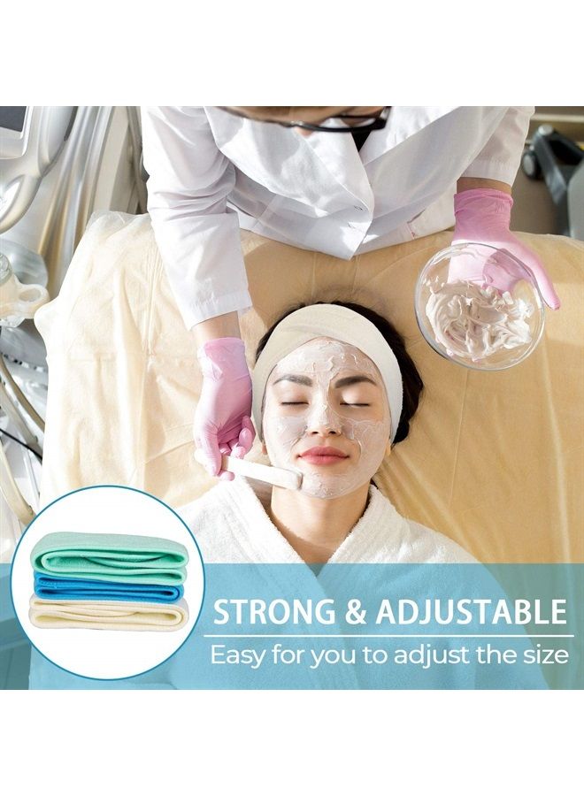 Whaline Spa Facial Headband Make Up Wrap Head Terry Cloth Headband Adjustable Towel for Face Washing, Shower, 3 Pieces (Blue, Green, Yellow) - Image 2