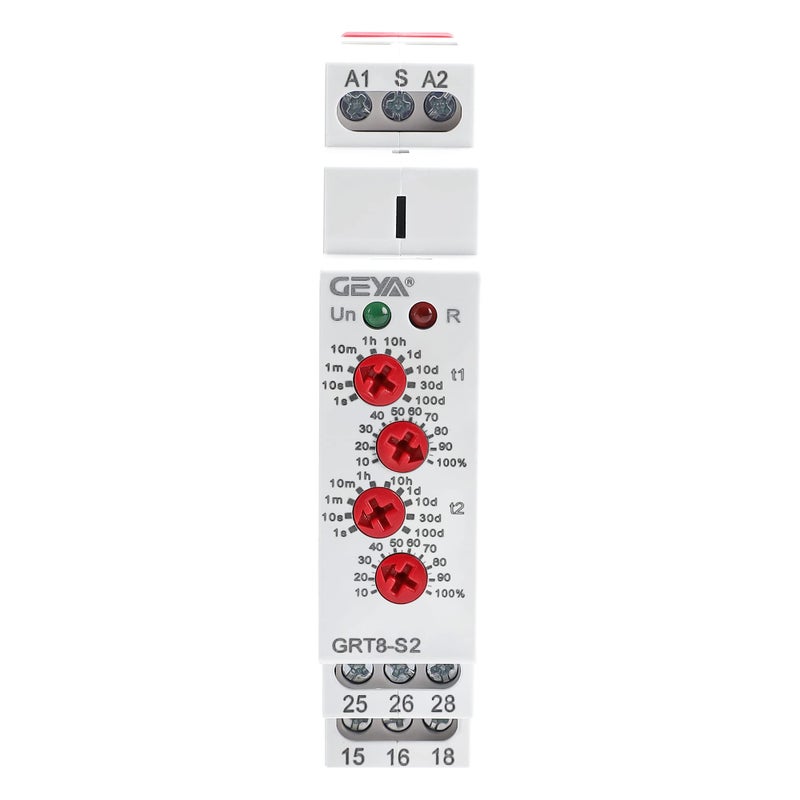 GEYA Asymmetric Cycle Time Relay 2SPDT 16A AC230V Cycler Repeat Timer Delay Relay Din Rail ModularGRT8S2AC230V