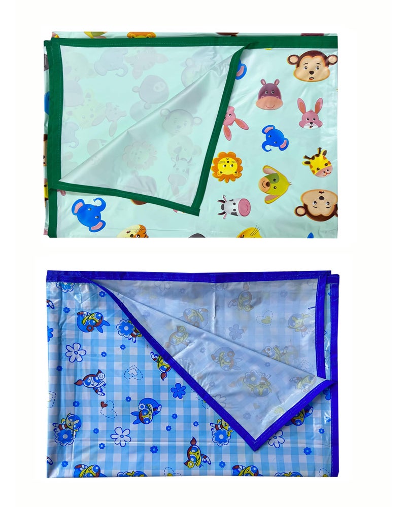 EcoSoft Plastic Sheet,PVC Sheet for Kids,Rubber Sheet for Babies,Bed Wetting Protector(90 x 135 cm) (Blue PPG & Green Animal) - Image 5