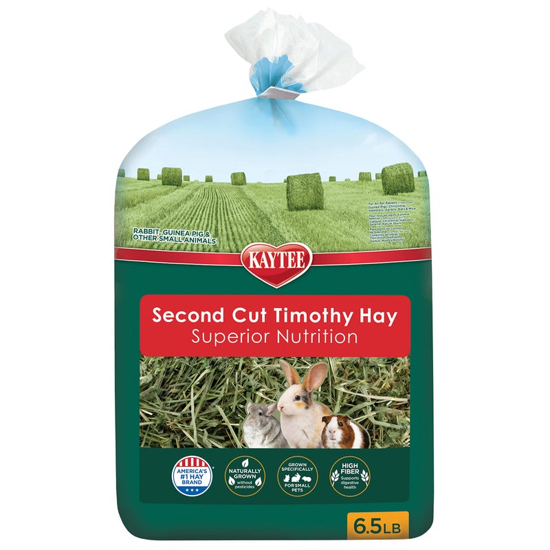 Kaytee 2nd Cut Soft and Lush Timothy Hay for Pet Guinea Pigs, Rabbits & Other Small Animals, 6.5 Pound - Image 1