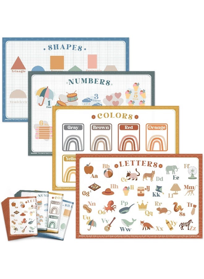 Babebay Disposable Placemats for Baby, 40 Pack Sticky Toddler Placemat for Restaurants, Dining Table, Party, Travel, 12" x 18" with 4 Designs - Image 1