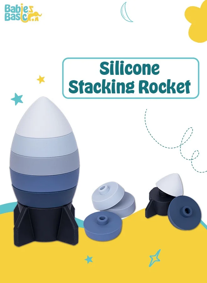 Babies Basic Silicone Stacking Toy For Babies/Kids, Rocket Shape, Bpa Free 100% Safe - Rocket
