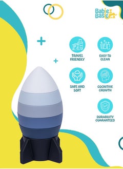 Babies Basic Silicone Stacking Toy For Babies/Kids, Rocket Shape, Bpa Free 100% Safe - Rocket  - Image 3