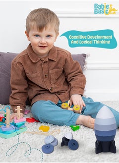 Babies Basic Silicone Stacking Toy For Babies/Kids, Rocket Shape, Bpa Free 100% Safe - Rocket  - Image 4