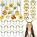 Kingdder 36 Pcs Bee Party Supplies 12 Bee Honeycomb Sunflower Beaded Necklaces 12 Headbands 12 Touchdown Paper Glasses Prop Accessories for Spring Birthday Party Photo Booth Props Summer Decorations - Image 2