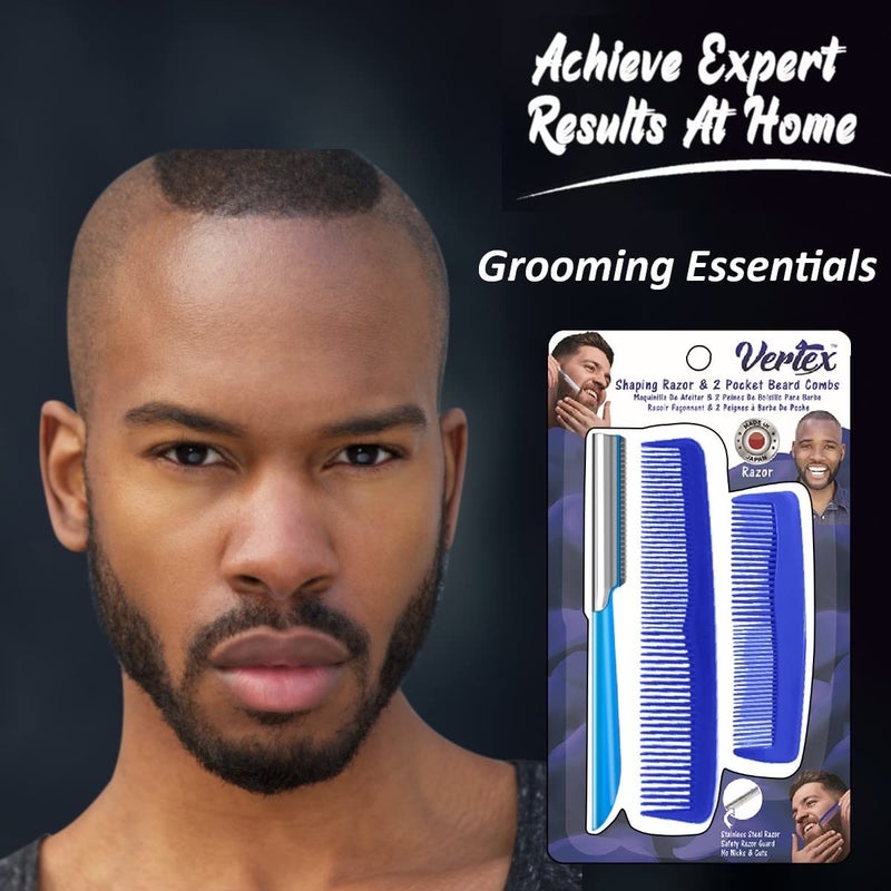 VERTEX Pocket Beard and Mustache Grooming Comb for Men - Travel-Friendly Shaping Tool with Stainless Steel Straightener for Trimming and Edging Goatees and Facial Hair - Image 3