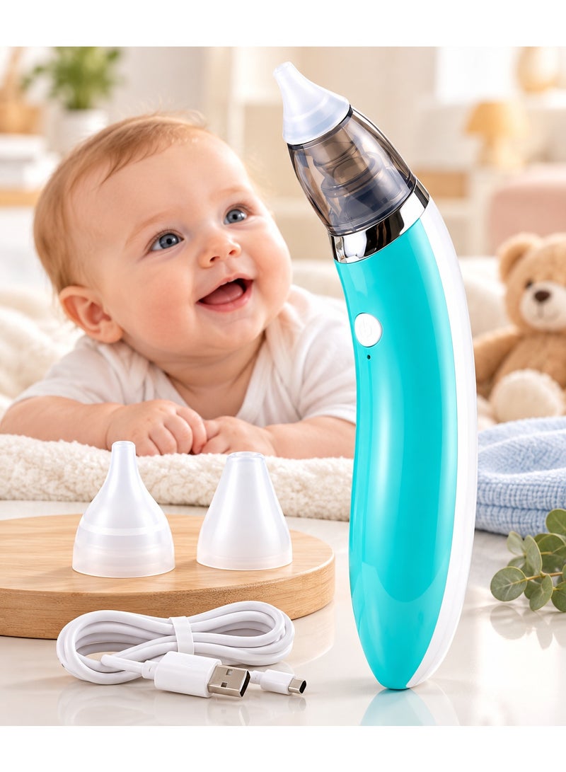 Electric Nasal Aspirator for Babies and Newborns, USB Rechargeable Nose Cleaner with 2 Silicone Tips and Transparent Chamber - Image 2