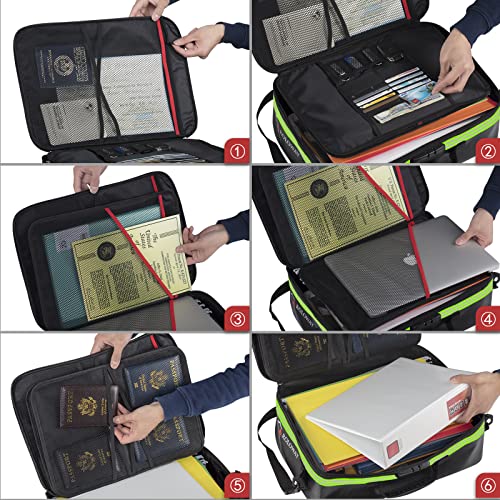 ROLOWAY Fireproof Document Bag with Lock & Reflective Strip (17 x 11.8 x 5 inch), Important Document Storage Bag with Multi-Layer File Organizers (Black) - Image 4