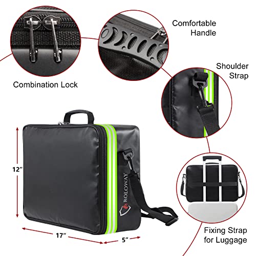 ROLOWAY Fireproof Document Bag with Lock & Reflective Strip (17 x 11.8 x 5 inch), Important Document Storage Bag with Multi-Layer File Organizers (Black) - Image 5