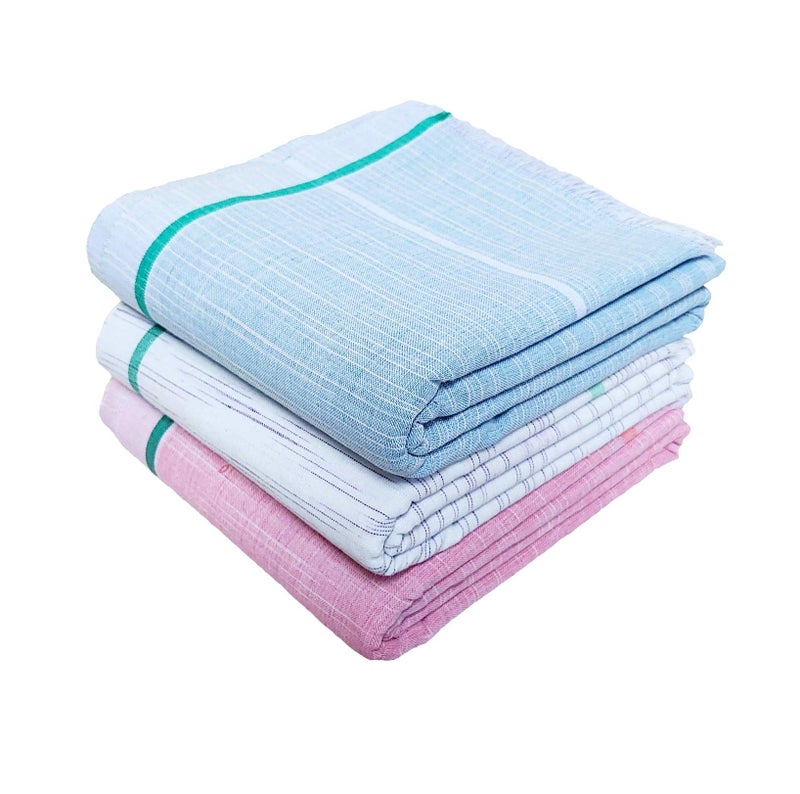 Mk weaves 100% Cotton Gamcha Bath Towel,31"x66" Multicolored (Pack of 3),XX-Large - Image 1